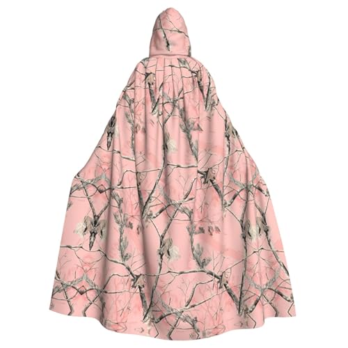 DDSFvbv Rosafarbenes Blätter-Tarnmuster, unisex, Halloween-Kapuzenumhang, Cosplay-Kostüm, Umhang für Partys, Uniform-Bademantel, volle Länge von DDSFvbv