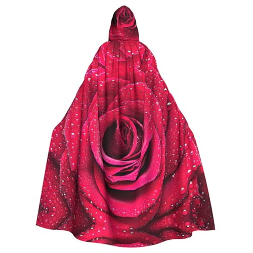 DDSFvbv Rosafarbenes Rosenmuster, Unisex, Halloween-Kapuzenumhang, Cosplay-Kostüm, Umhang für Party, Verkleidung, Uniform, Robe, volle Länge von DDSFvbv