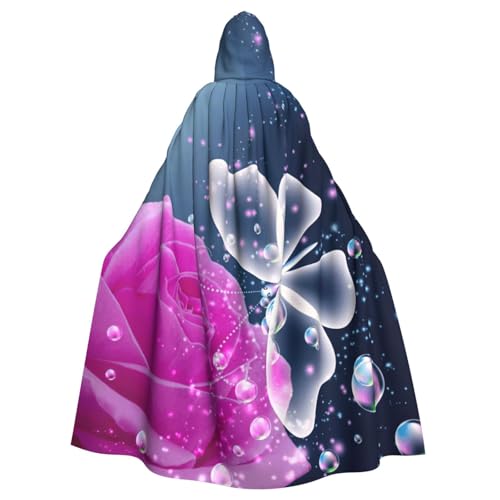 DDSFvbv Rose und Schmetterling Unisex Halloween Kapuzenumhang Cosplay Kostüm Umhang für Party Dress Up Uniform Robe volle Länge von DDSFvbv