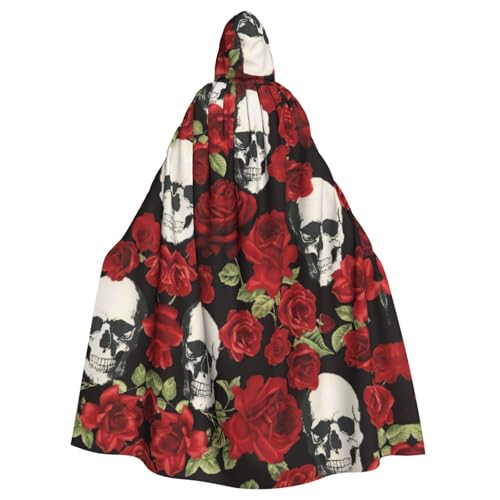 DDSFvbv Rosentotenkopf-Umhang mit Kapuze, Unisex, Halloween, Cosplay-Kostüm, Umhang für Party, Verkleidung, Uniform, Robe, volle Länge von DDSFvbv