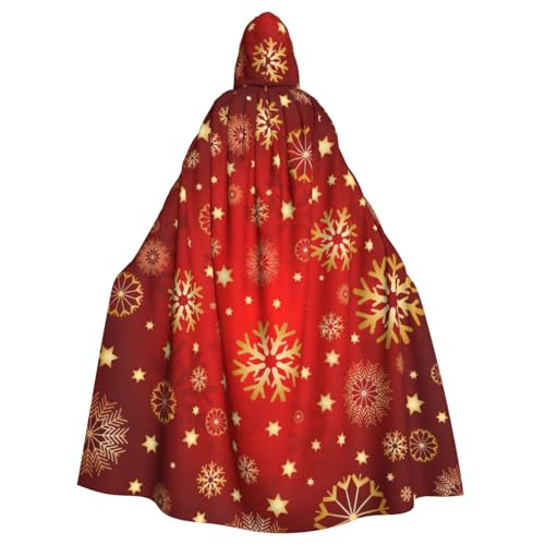 DDSFvbv Roter Hintergrund, goldener Schnee, Unisex, Halloween, Kapuzenumhang, Cosplay-Kostüm, Umhang für Party, Verkleidung, Uniform, Robe, volle Länge von DDSFvbv