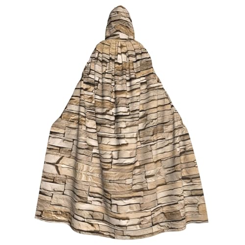 DDSFvbv Rustikaler Umhang mit Kapuze, Unisex, Motiv: Rocks, Ziegelmauer, Halloween, Cosplay, Kostüm, Umhang für Party, Verkleidung, Uniform, Robe, volle Länge von DDSFvbv