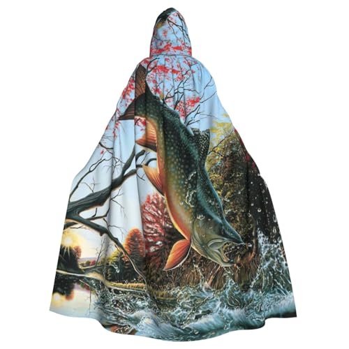 DDSFvbv Safflower Fliegender Fisch-Umhang mit Kapuze, Unisex, Halloween, Cosplay-Kostüm, Umhang für Partys, Uniform-Bademantel, volle Länge von DDSFvbv
