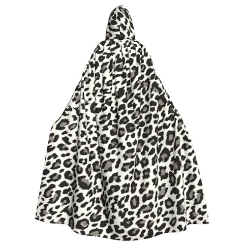 DDSFvbv Schwarzer Leopardenmuster, Unisex, Halloween-Kapuzenumhang, Cosplay-Kostüm, Umhang für Party, Verkleidung, Uniform, Robe, volle Länge von DDSFvbv