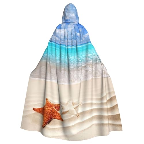 DDSFvbv Seestern Ocean Beach Unisex Halloween Kapuzenumhang Cosplay Kostüm Umhang für Party Dress Up Uniform Robe voller Länge von DDSFvbv