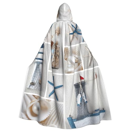 DDSFvbv Seestern und Leuchtturm Unisex Halloween Kapuzenumhang Cosplay Kostüm Umhang für Party Dress Up Uniform Robe voller Länge von DDSFvbv