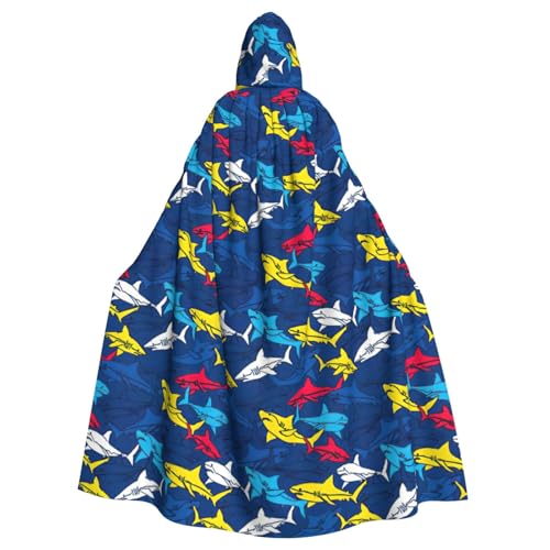 DDSFvbv Shark Unisex Halloween Kapuzenumhang Cosplay Kostüm Umhang für Party Dress Up Uniform Robe voller Länge von DDSFvbv