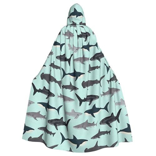 DDSFvbv Shark Unisex Halloween Kapuzenumhang Cosplay Kostüm Umhang für Party Dress Up Uniform Robe voller Länge von DDSFvbv