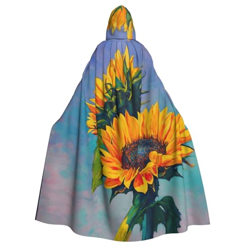 DDSFvbv Sonnenblumen-Gemälde, Unisex, Halloween-Kapuzenumhang, Cosplay-Kostüm, Umhang für Party, Verkleidung, Uniform, Robe, volle Länge von DDSFvbv