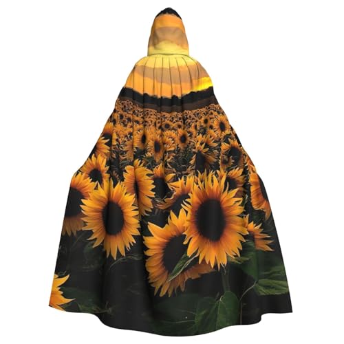 DDSFvbv Sonnenblumen-Umhang mit Kapuze, Unisex, Halloween, Cosplay-Kostüm, Umhang für Party, Uniform, Robe, volle Länge von DDSFvbv