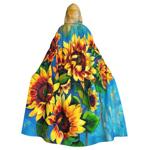 DDSFvbv Sonnenblumen-Umhang mit Kapuze, Unisex, Halloween, Cosplay-Kostüm, Umhang für Party, Uniform, Robe, volle Länge von DDSFvbv