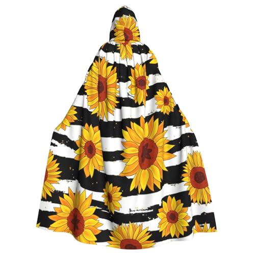 DDSFvbv Sonnenblumen-Umhang mit Kapuze, Unisex, Halloween, Cosplay-Kostüm, Umhang für Party, Uniform, Robe, volle Länge von DDSFvbv