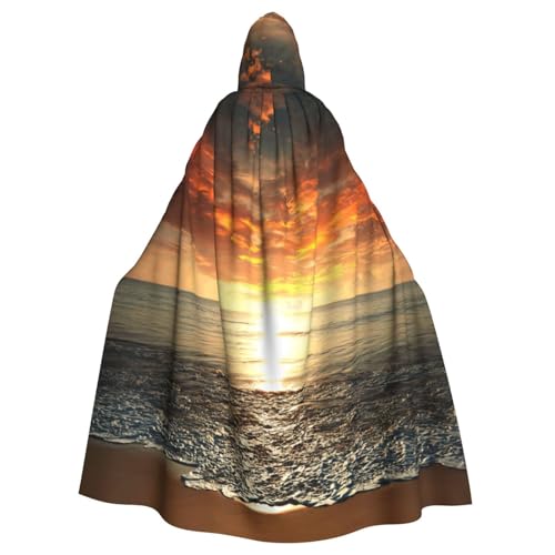 DDSFvbv Sonnenuntergang Ocean Beach Unisex Halloween Kapuzenumhang Cosplay Kostüm Umhang für Party Dress Up Uniform Robe volle Länge von DDSFvbv