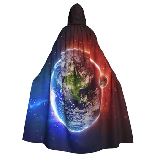 DDSFvbv Space Planet Earth Unisex Halloween Kapuzenumhang Cosplay Kostüm Umhang für Party Dress Up Uniform Robe voller Länge von DDSFvbv