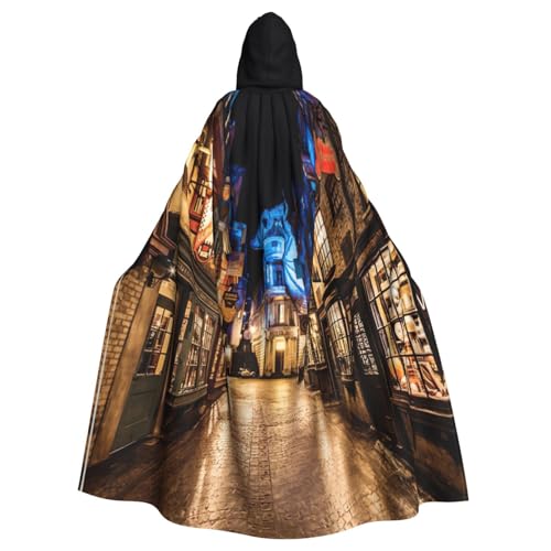 DDSFvbv Street Night Scenery Unisex Halloween Kapuzenumhang Cosplay Kostüm Umhang für Party Dress Up Uniform Robe voller Länge von DDSFvbv