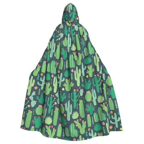 DDSFvbv Süßer Kaktus, nahtlose Illustration, Unisex, Halloween, Kapuzenumhang, Cosplay-Kostüm, Umhang für Party, Verkleidung, Uniform, Robe, volle Länge von DDSFvbv
