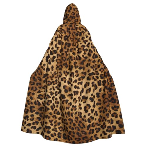 DDSFvbv Süßer Leoparden-Umhang mit Kapuze, Unisex, Halloween, Cosplay-Kostüm, Umhang für Party, Verkleidung, Uniform, Robe, volle Länge von DDSFvbv