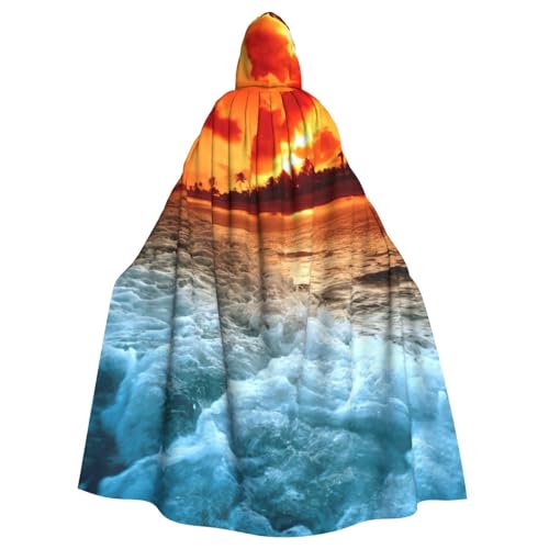 DDSFvbv The Beach Sunset Unisex Halloween Kapuzenumhang Cosplay Kostüm Umhang für Party Dress Up Uniform Robe voller Länge von DDSFvbv