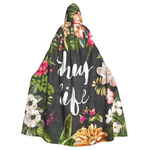 DDSFvbv Thug Life Kapuzenumhang mit Blumen, Unisex, Halloween, Cosplay-Kostüm, Umhang für Party, Verkleidung, Uniform, Robe, volle Länge von DDSFvbv