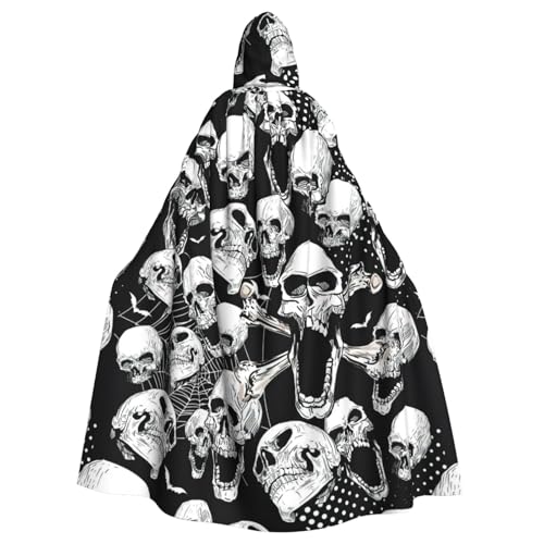 DDSFvbv Totenkopf-Hintergrund, Unisex, Halloween-Kapuzenumhang, Cosplay-Kostüm, Umhang für Party, Verkleidung, Uniform, Robe, volle Länge von DDSFvbv