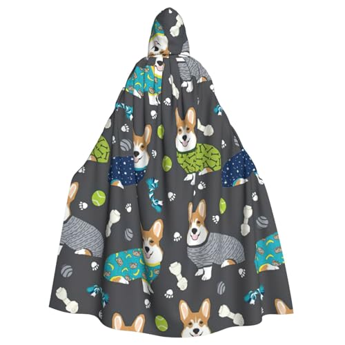 DDSFvbv Tragen Sie Kleidung, Corgi-Hunde-Umhang, Unisex, Halloween, Kapuzenumhang, Cosplay-Kostüm, Umhang für Partys, Uniform-Bademantel, volle Länge von DDSFvbv