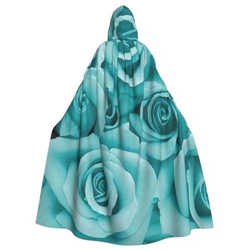 DDSFvbv Türkis Rose Unisex Halloween Kapuzenumhang Cosplay Kostüm Umhang für Party Dress Up Uniform Robe volle Länge DDSFvbv Türkis Rose Unisex Halloween Kapuzenumhang Cosplay Kostüm Umhang für Party Dress Up Uniform Robe volle Länge von DDSFvbv
