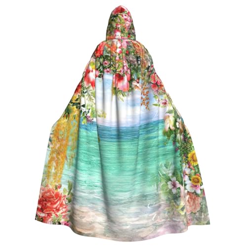 DDSFvbv Umhang mit Kapuze, Motiv: Blume, Seerose, Lilie, Unisex, Halloween, Cosplay-Kostüm, Umhang für Partys, Uniform-Bademantel, volle Länge von DDSFvbv
