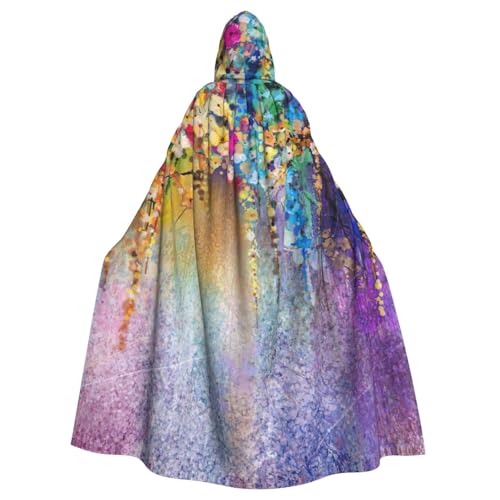 DDSFvbv Umhang mit abstrakter violetter weinender Blume, Unisex, Halloween, mit Kapuze, Cosplay, Kostüm, Umhang für Party, Verkleidung, Uniform, Robe, volle Länge von DDSFvbv