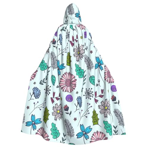 DDSFvbv Umhang mit farbigen Blumen und Blumen, Unisex, Halloween, mit Kapuze, Cosplay, Kostüm, Umhang für Partys, Verkleidungen, Uniform-Bademantel, volle Länge von DDSFvbv