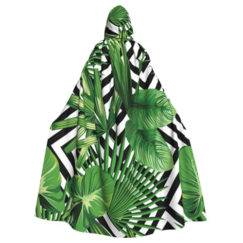DDSFvbv Umhang mit grünen Palmenblättern, tropische Pflanze, Unisex, Halloween, Kapuzenumhang, Cosplay, Kostüm, Umhang für Party, Verkleidung, Uniform, Robe, volle Länge von DDSFvbv