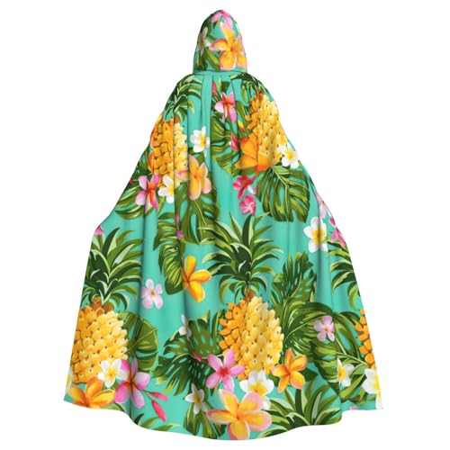 DDSFvbv Umhang mit tropischer Frucht, Ananas, Unisex, Halloween, mit Kapuze, Cosplay, Kostüm, Umhang für Party, Verkleidung, Uniform, Robe, volle Länge von DDSFvbv