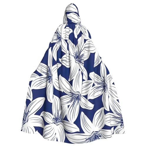 DDSFvbv Umhang mit tropischer Hibiskusblüte, Unisex, Halloween, mit Kapuze, Cosplay, Kostüm, Umhang für Party, Verkleidung, Uniform, Robe, volle Länge von DDSFvbv