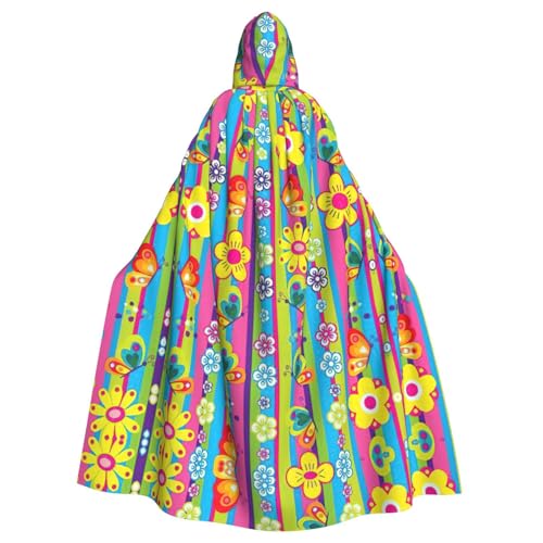 DDSFvbv Unisex Halloween Kapuzenumhang mit Blumen und Schmetterlingen, Cosplay-Kostüm, Umhang für Party, Verkleidung, Uniform, Robe, volle Länge von DDSFvbv