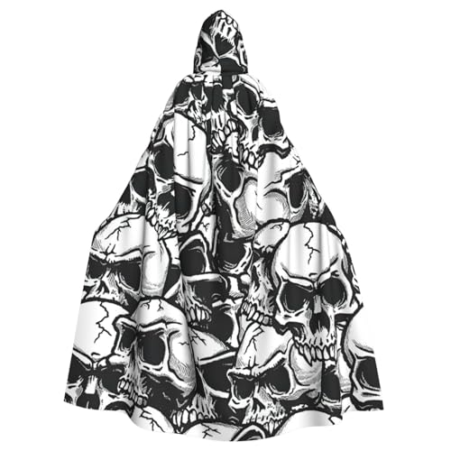 DDSFvbv Unisex-Kapuzenumhang mit Totenkopf-Muster, Cosplay-Kostüm, Umhang für Partys, Uniform-Bademantel, volle Länge von DDSFvbv