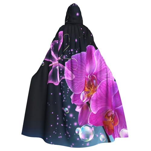 DDSFvbv Violetter Schmetterling und Blume, Unisex, Halloween, Kapuzenumhang, Cosplay-Kostüm, Umhang für Party, Verkleidung, Uniform, Robe, volle Länge von DDSFvbv