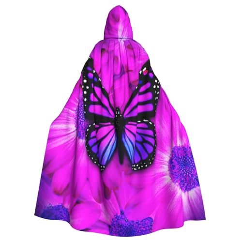 DDSFvbv Violetter Schmetterling und Blume, Unisex, Halloween, Kapuzenumhang, Cosplay-Kostüm, Umhang für Party, Verkleidung, Uniform, Robe, volle Länge DDSFvbv Violetter Schmetterling und Blume, Unisex, Halloween, Kapuzenumhang, Cosplay-Kostüm, Umhang für Party, Verkleidung, Uniform, Robe, volle Länge von DDSFvbv