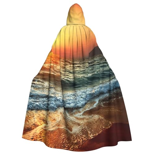 DDSFvbv Wellen-Sonnenuntergang Unisex Halloween Kapuzenumhang Cosplay Kostüm Umhang für Party Verkleiden Uniform Robe voller Länge von DDSFvbv