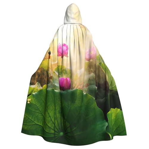 DDSFvbv Wunderschöner Lotusblumen-Umhang mit Kapuze, Unisex, Halloween, Cosplay-Kostüm, Umhang für Party, Verkleidung, Uniform, Robe, volle Länge von DDSFvbv