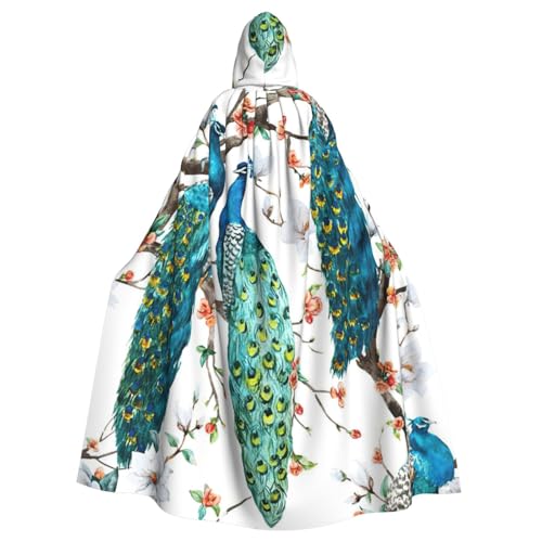 DDSFvbv Wunderschöner Pfauenblumen-Umhang mit Kapuze, Unisex, Halloween, Cosplay-Kostüm, Umhang für Partys, Uniform-Bademantel, volle Länge von DDSFvbv