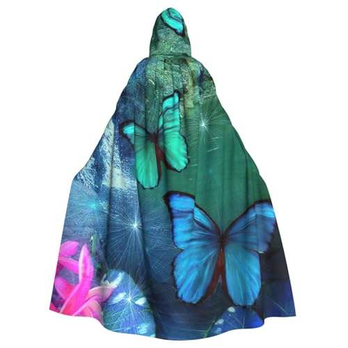 DDSFvbv Wunderschöner Schmetterlingsmuster, Unisex, Halloween, Kapuzenumhang, Cosplay-Kostüm, Umhang für Party, Verkleidung, Uniform, Robe, volle Länge von DDSFvbv