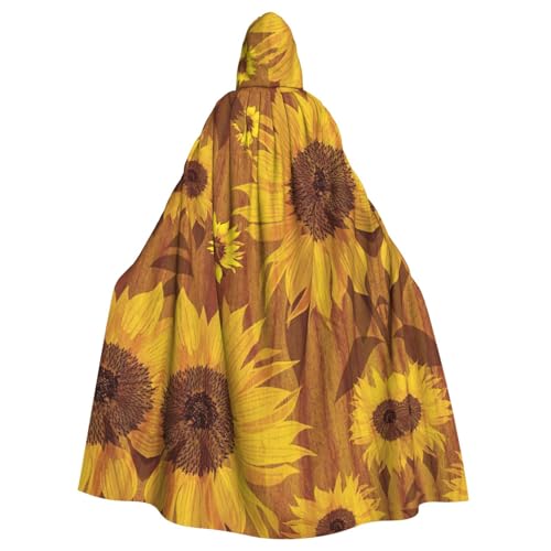 DDSFvbv Wunderschöner Sonnenblumen-Umhang mit Kapuze, Unisex, Halloween, Cosplay-Kostüm, Umhang für Partys, Uniform-Bademantel, volle Länge von DDSFvbv