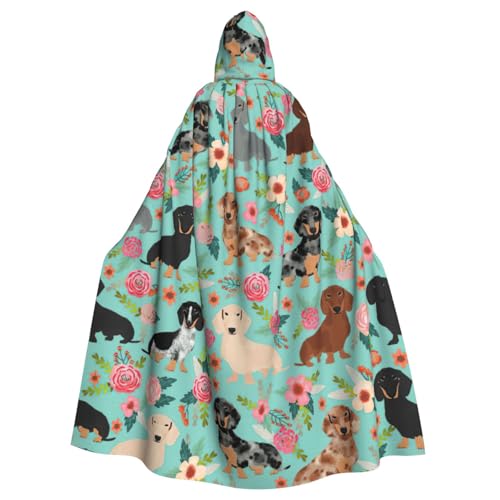 Hunde-Umhang mit Blumenmuster, Unisex, Halloween, mit Kapuze, Cosplay-Kostüm, Umhang für Party, Uniform, Robe, volle Länge von DDSFvbv