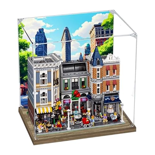 Acryl-Vitrine, kompatibel mit Lego 10255 City Center Kit, staubdichte, UV-beständige transparente Box (nur Vitrine (Holzsockel 3 mm) von DDXMML