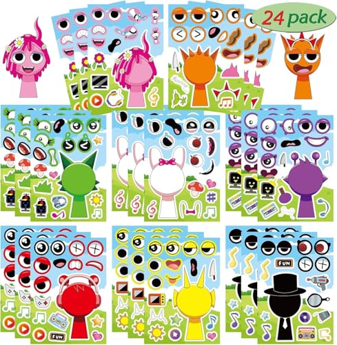 DDaMeehGE 24 Stück 9”x6 „ Sprun-ki Make-a-face Aufkleber für Kinder, Eigene Tier-Mix- und Match-Aufkleberbögen Erstellen, Sticker Kinder, Party Decoration, Birthday Gifts DDaMeehGE 24 Stück 9”x6 „ Sprun-ki Make-a-face Aufkleber für Kinder, Eigene Tier-Mix- und Match-Aufkleberbögen Erstellen, Sticker Kinder, Party Decoration, Birthday Gifts von DDaMeehGE
