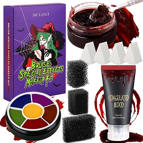 DE'LANCI Halloween Schminke Vampir für Bluterguss Schminke,Halloween Schminken Narben,Kunstblut für Haut,Kunstblut für Mund,10 PCS Halloween Schminke Erwachsene,Vampir Make-up Schminke Verkleidung DE'LANCI Halloween Schminke Vampir für Bluterguss Schminke,Halloween Schminken Narben,Kunstblut für Haut,Kunstblut für Mund,10 PCS Halloween Schminke Erwachsene,Vampir Make-up Schminke Verkleidung von DE'LANCI