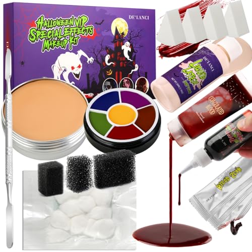 Halloween Schminke Erwachsene,Latexkleber für Halloween Schminken,Schminke Halloween Set DE’LANCI 17PCS Vampir Schminke,Halloween Schminke Narben,Clown Schminke Horror Halloween Schminke Erwachsene,Latexkleber für Halloween Schminken,Schminke Halloween Set DE’LANCI 17PCS Vampir Schminke,Halloween Schminke Narben,Clown Schminke Horror von DE'LANCI