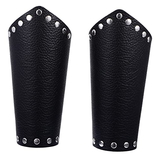 DEARMAMY 1 Paar Gothic PU Armbänder Verstellbare Mittelalterliche Schoner für Cosplay Rollenspiele Bühnenaufführungen und Historische Nachstellungen Schwarz von DEARMAMY