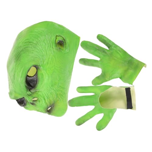 DEARMAMY 1 Satz Alien-Horror-Geister- -Kapuze Alien-Handschuhe Maskenmaske halloween costume halloween kleidung außerirdische Halloween-Party-Alien- Emulsion von DEARMAMY