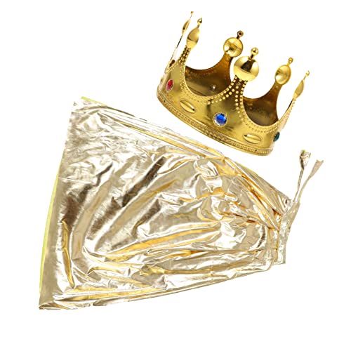 DEARMAMY 1 Satz Cape-Krone-Set Halloween-Cosplay Masken Königskrone Kostüm halloween umhang kinderkostüme halloween Halloween-Requisite Cosplay-Requisite für Plastik Golden von DEARMAMY