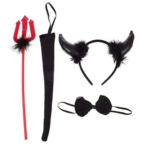 DEARMAMY 1 Satz Dämonen-Zubehör-Set Haken Streifen Aufkleber Gesicht Stütze Haustier halloween halloween assecoires kleidung Halloween-Teufel-Stirnband Cosplay-Haarband abs Black von DEARMAMY